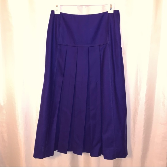 CHRISTIAN DIOR SPORT size 10 PURPLE wool SKIRT box pleated LONG - Picture 1 of 12